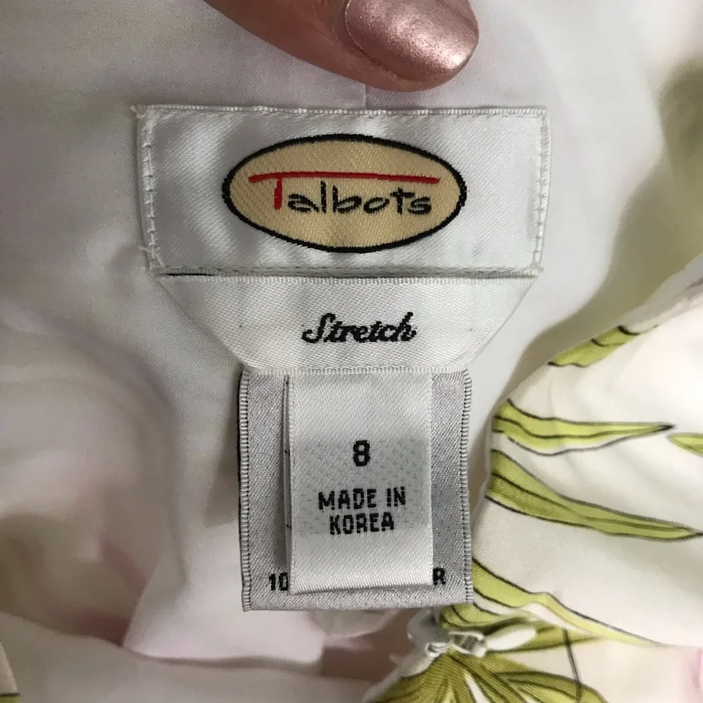 Talbots Women’s Tropical Leaf Print Silk Blend Pants size 8